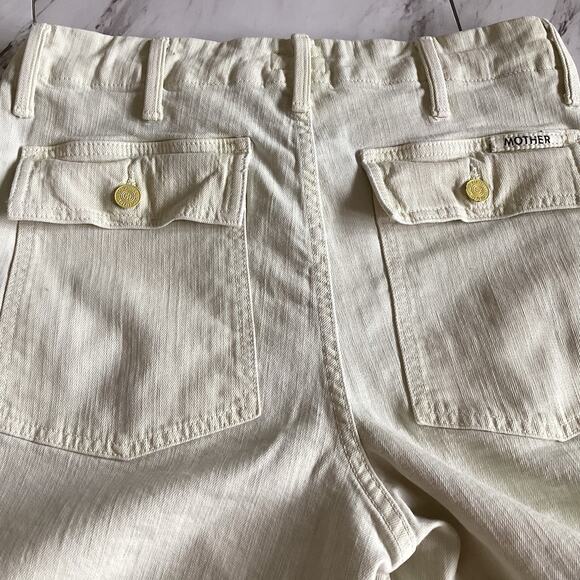 MOTHER Straight Patch Pocket Ankle Fray Jeans, Size 28, Butter Yellow Fall Denim - Picture 10 of 16